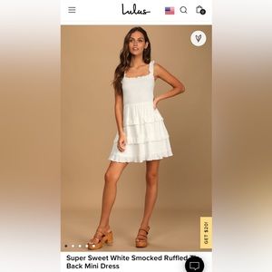 Lulus white ruffled dress - medium